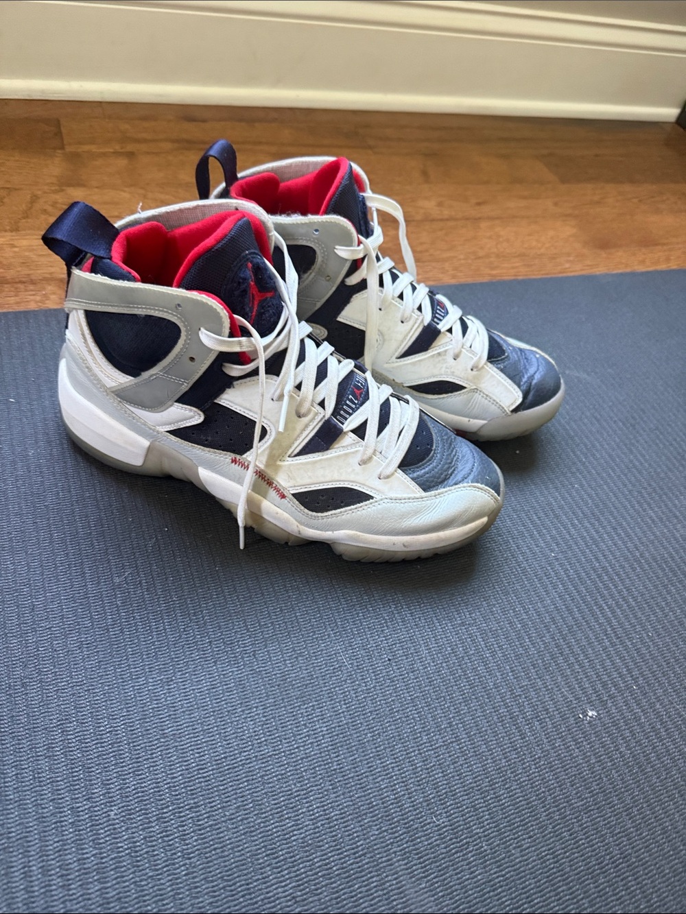 Jordan Men's High-Top Basketball Sneakers - White, Navy & Red